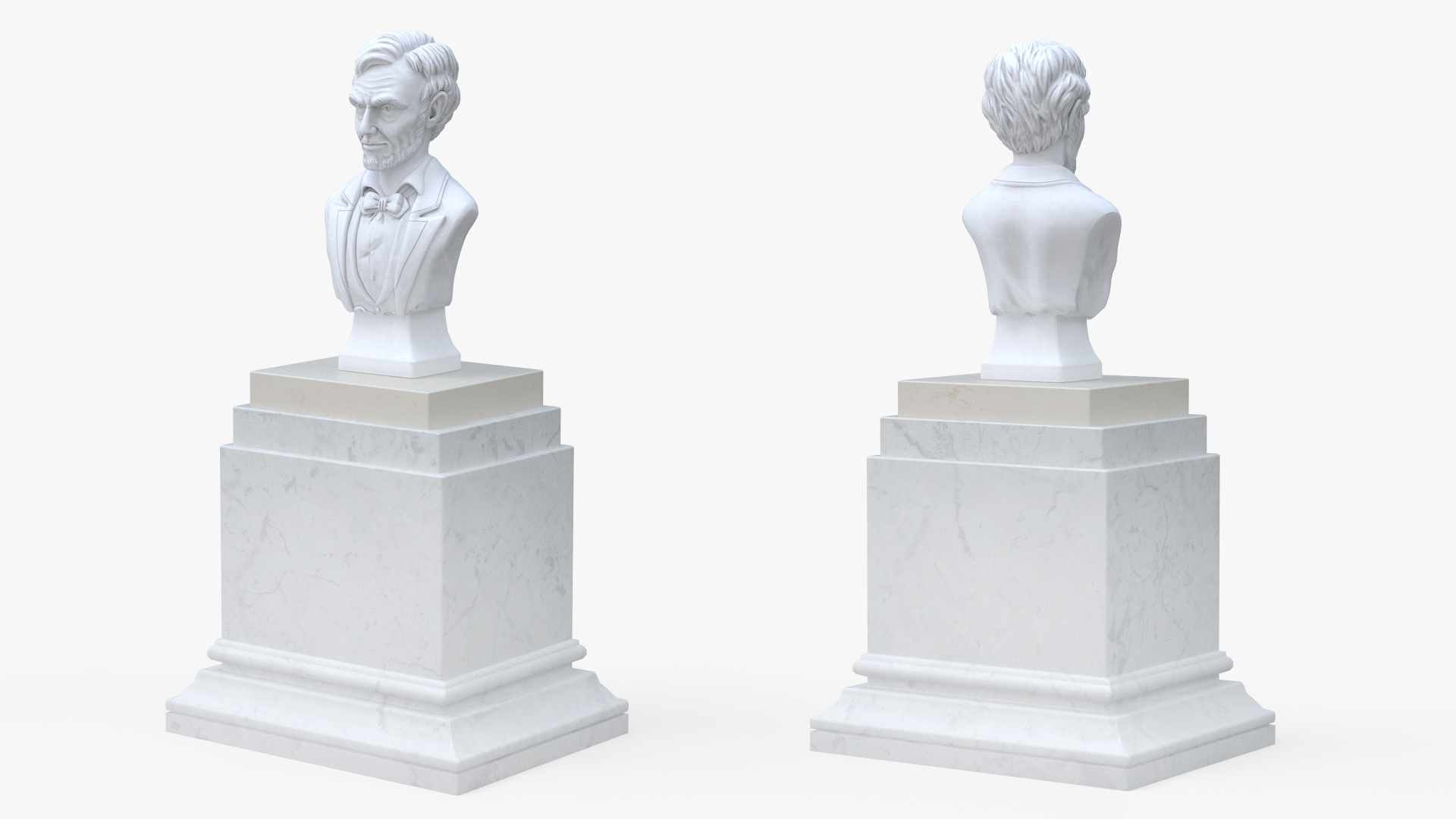 Gypsum Bust of President Lincoln on Pedestal 3D model