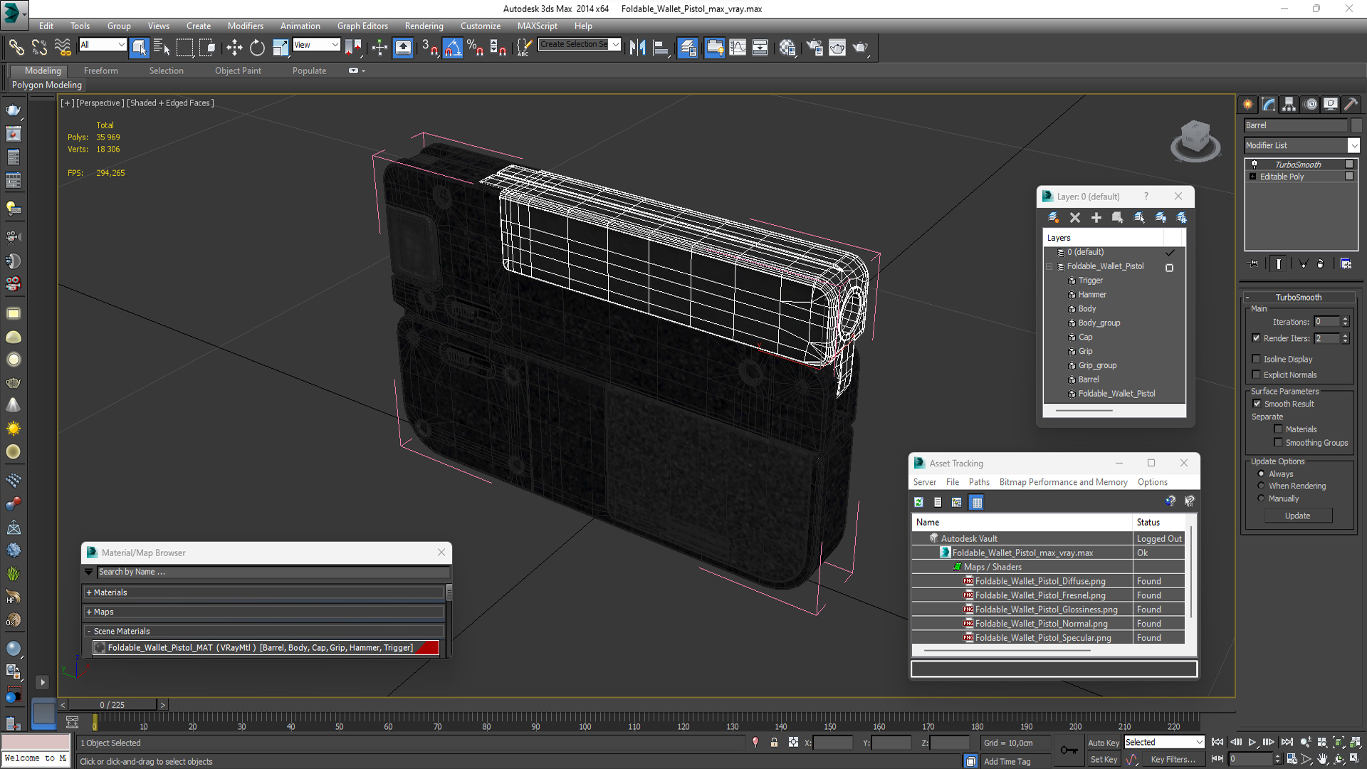 Foldable Wallet Pistol 3D