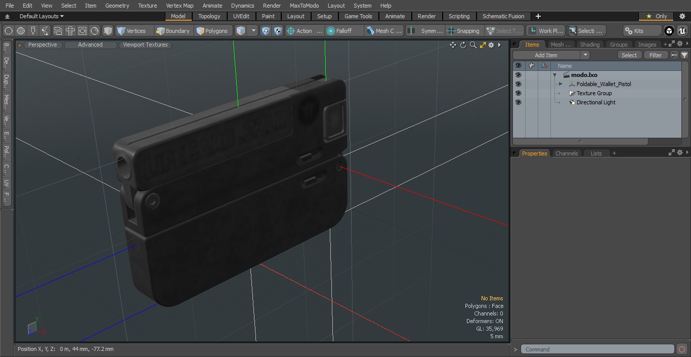 Foldable Wallet Pistol 3D