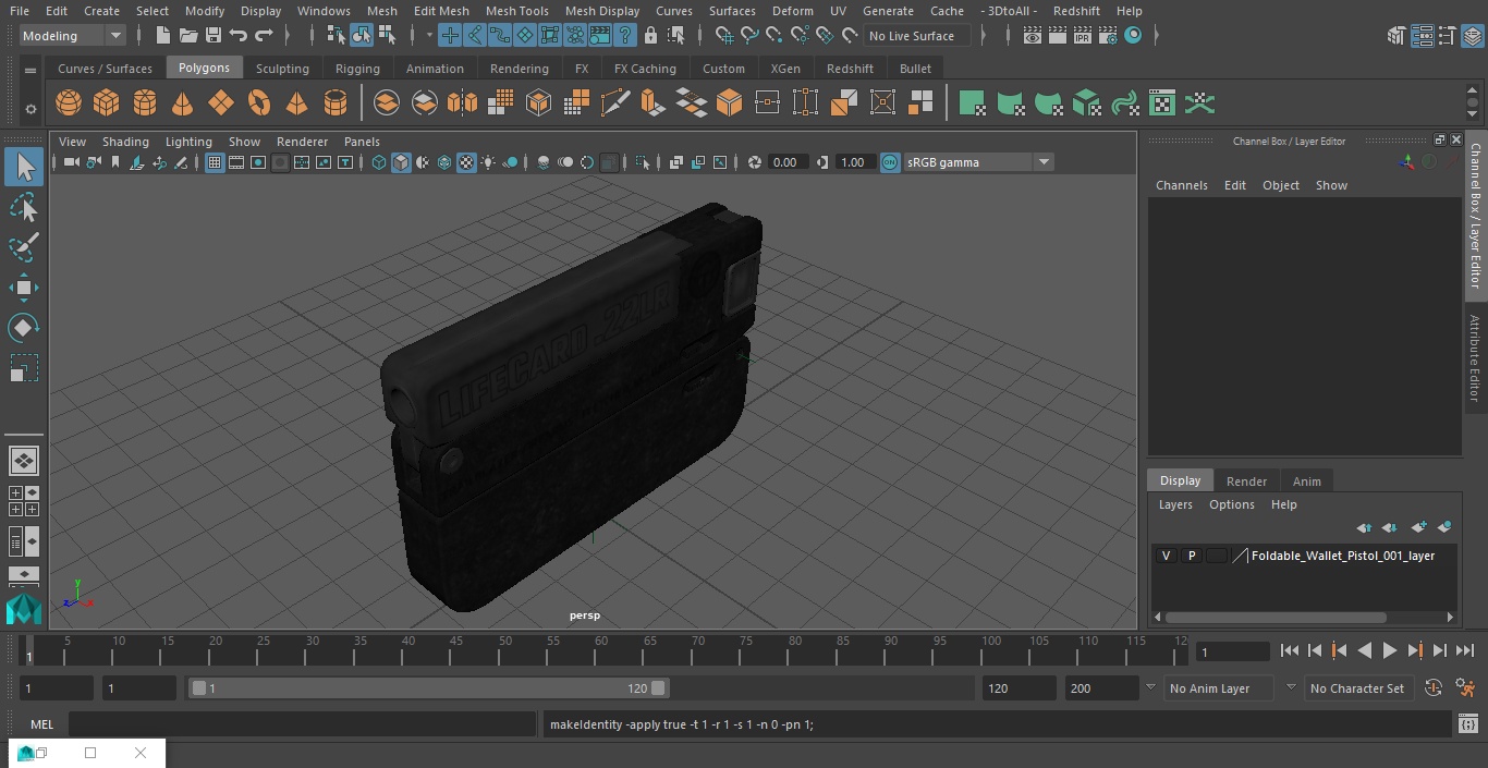 Foldable Wallet Pistol 3D