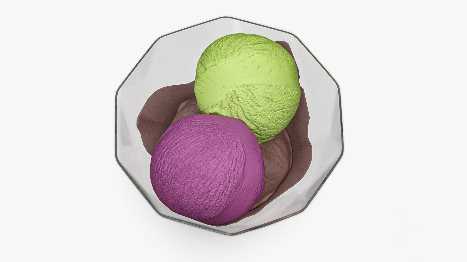 Multicolored Ice Cream Balls in Glass Bowl 3D
