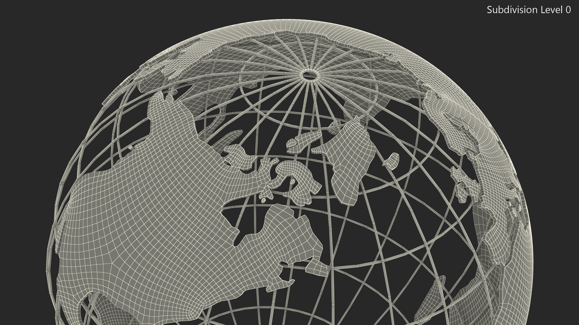 3D Wireframe Earth Globe Gold