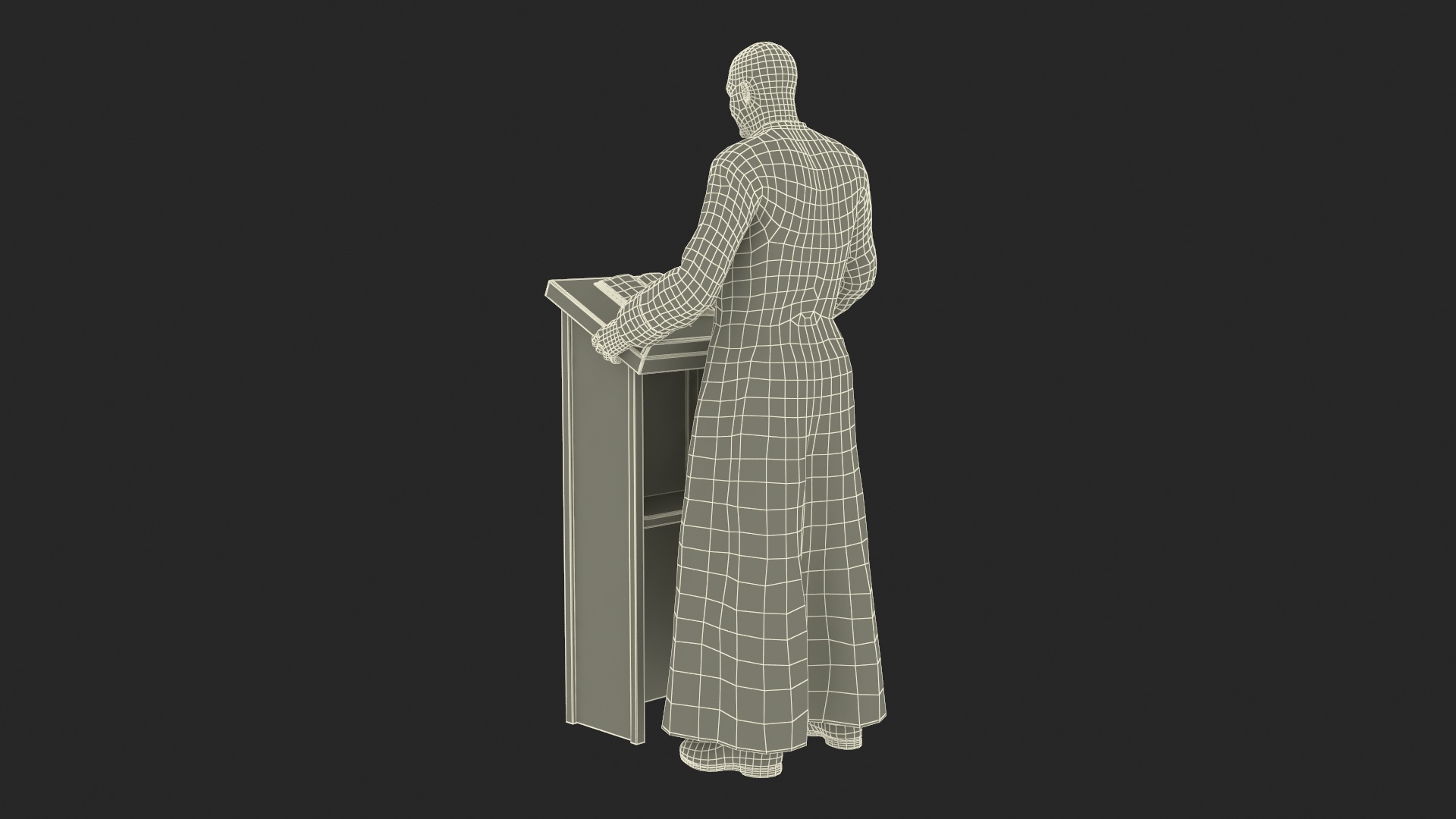 3D Catholic Priest Reads the Bible at the Lectern Ambo
