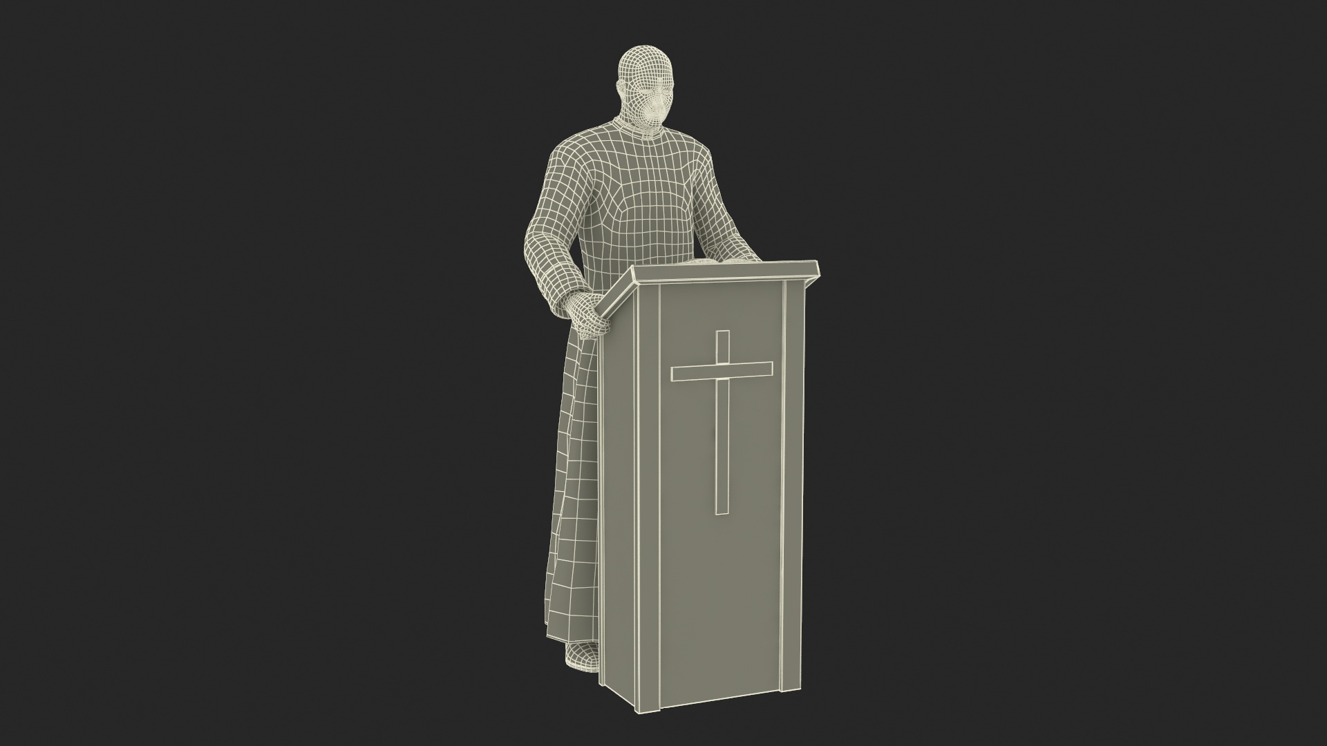 3D Catholic Priest Reads the Bible at the Lectern Ambo