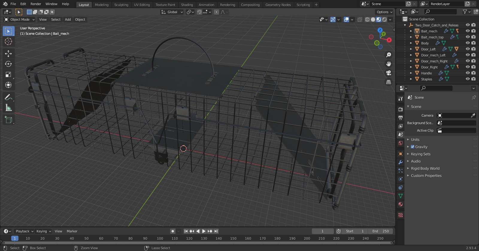 3D Two Door Catch and Release Animal Trap model