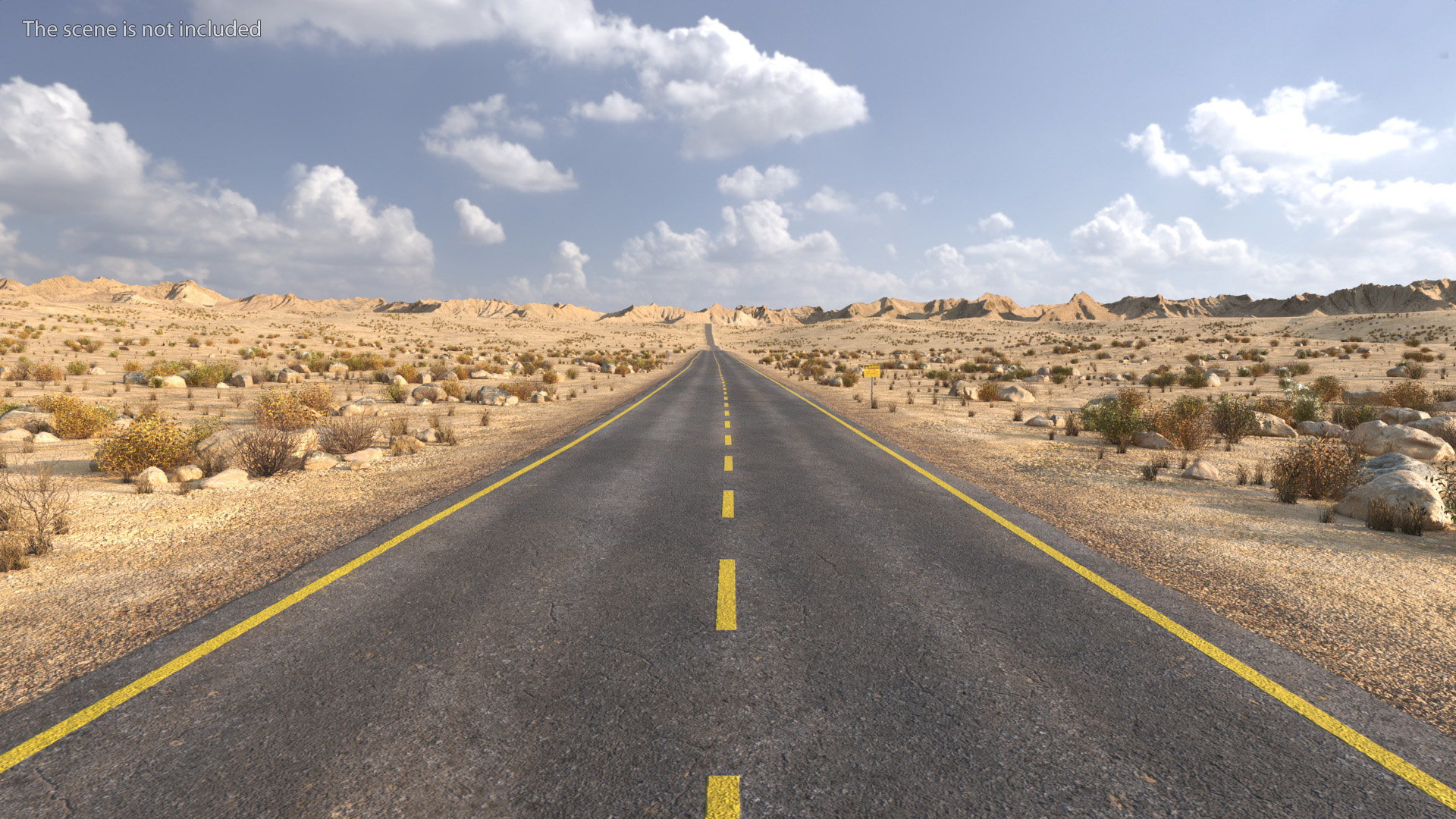 Asphalt Highway Road Segment with Yellow Markings, view 4
