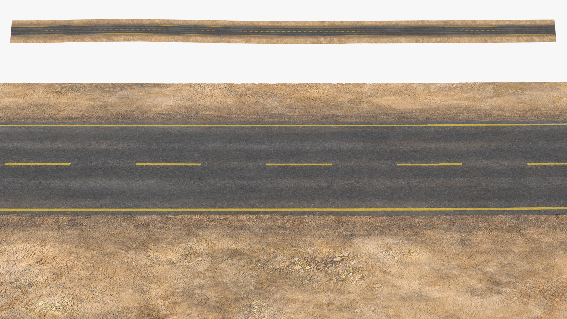 Asphalt Highway Road Segment with Yellow Markings, view 5