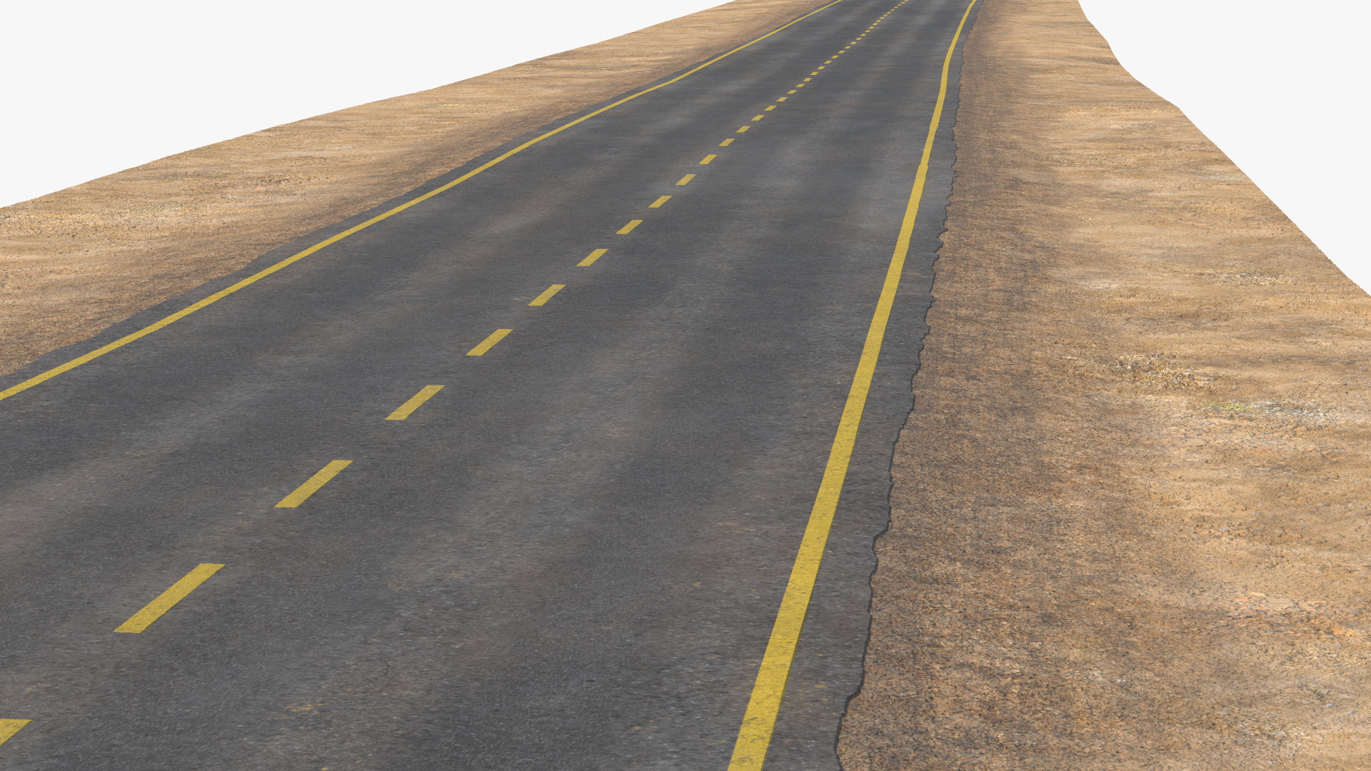 Asphalt Highway Road Segment with Yellow Markings, view 9
