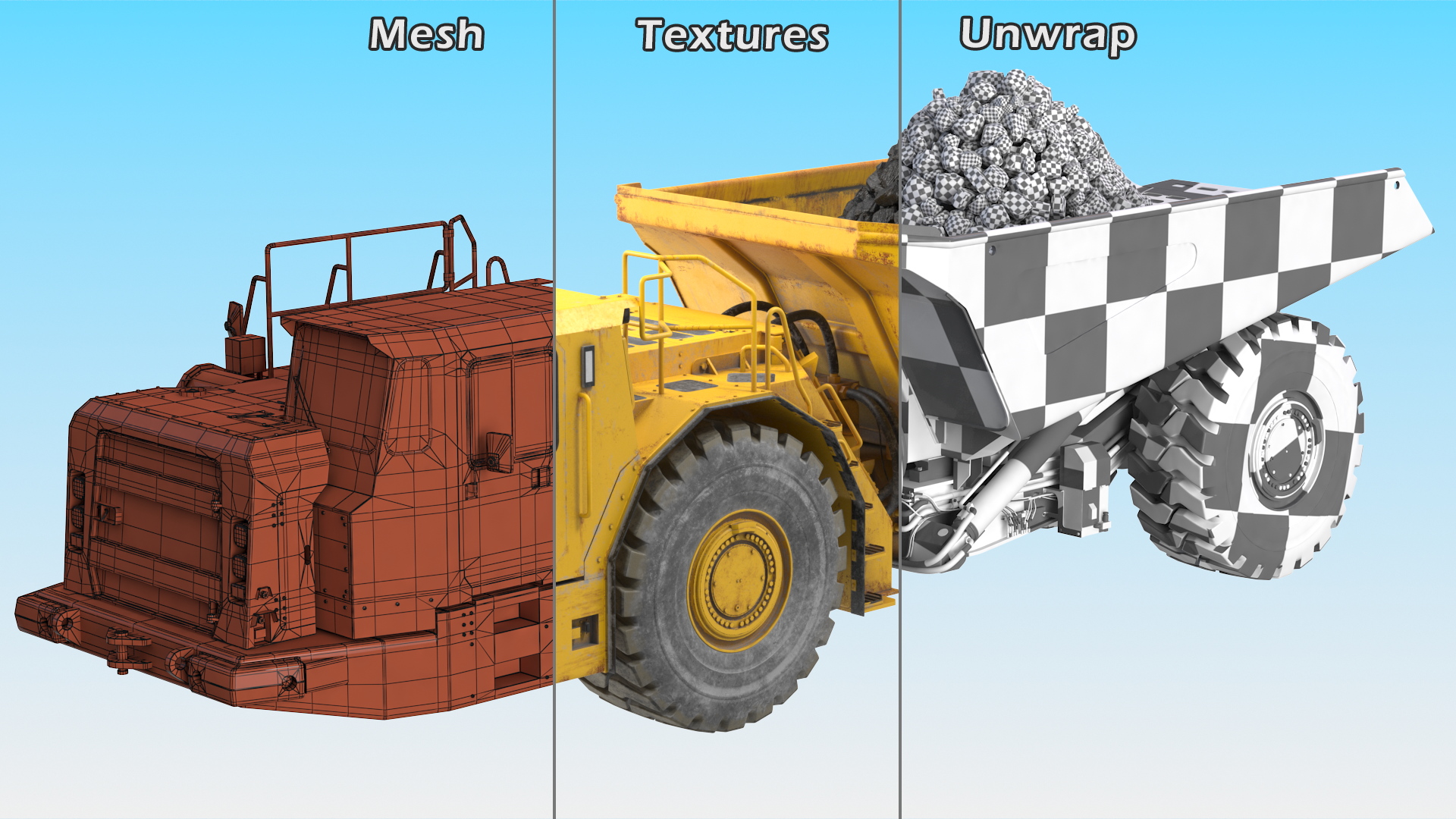 3D Underground Truck With Coal Rigged for Maya model
