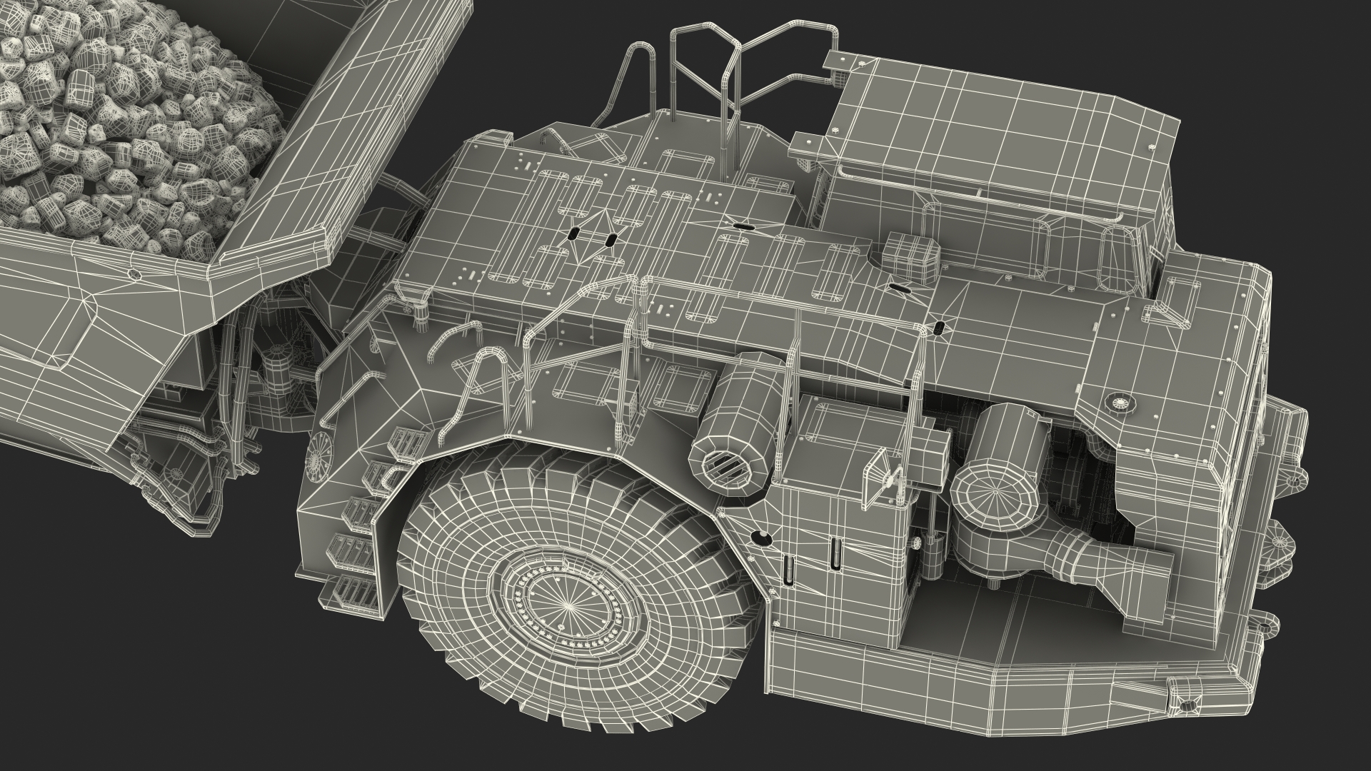 3D Underground Truck With Coal Rigged for Maya model
