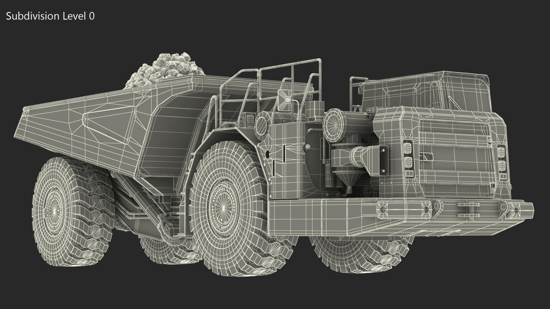 3D Underground Truck With Coal Rigged for Maya model