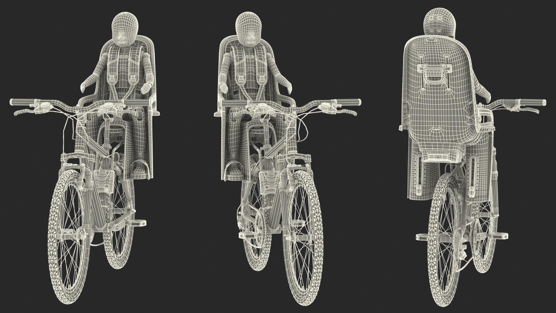 Bike with Child Crash Test Dummy in Safety Seat 3D