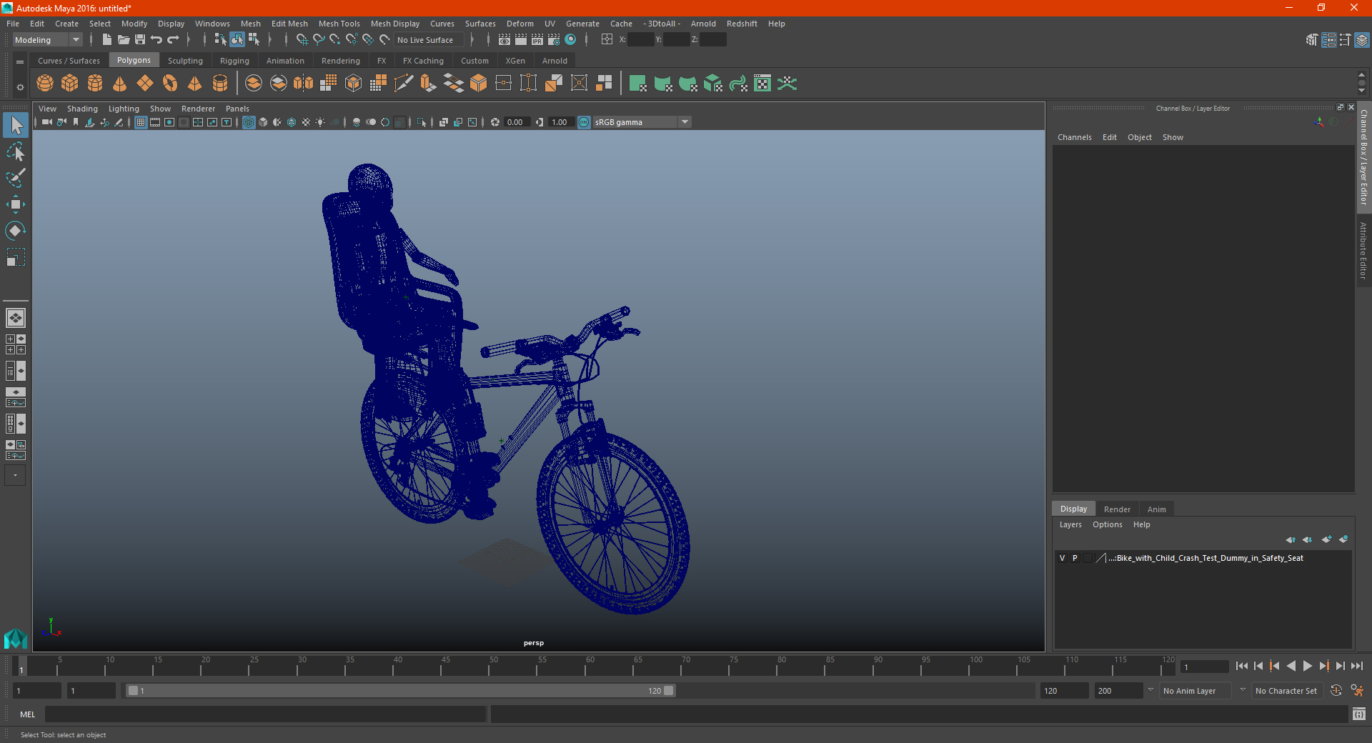 Bike with Child Crash Test Dummy in Safety Seat 3D