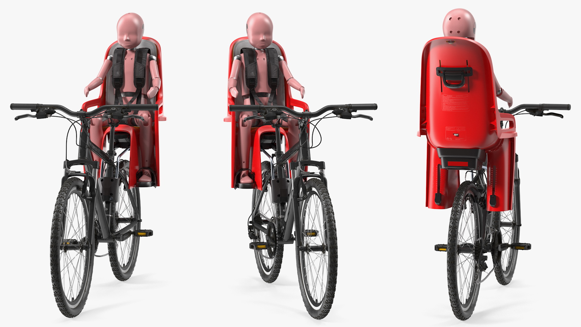 Bike with Child Crash Test Dummy in Safety Seat 3D