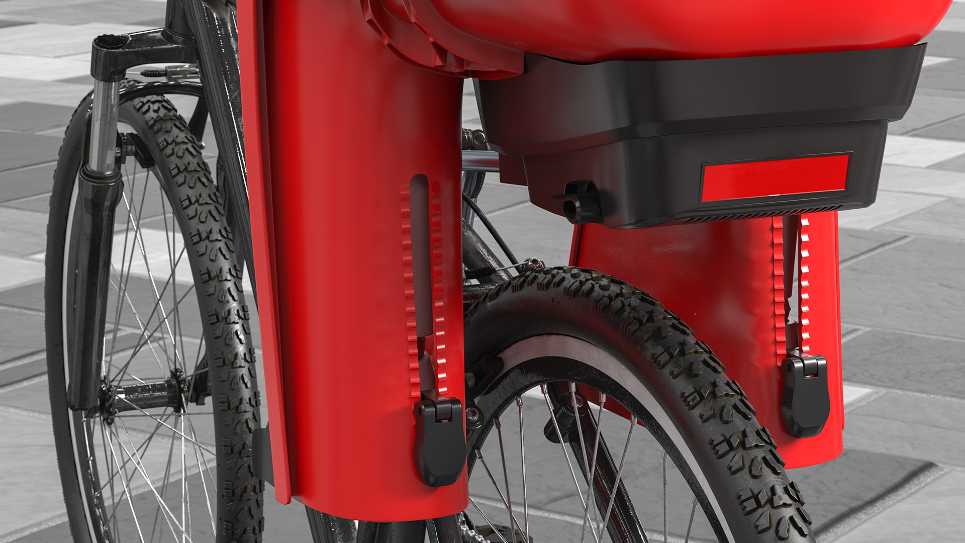 Bike with Child Crash Test Dummy in Safety Seat 3D