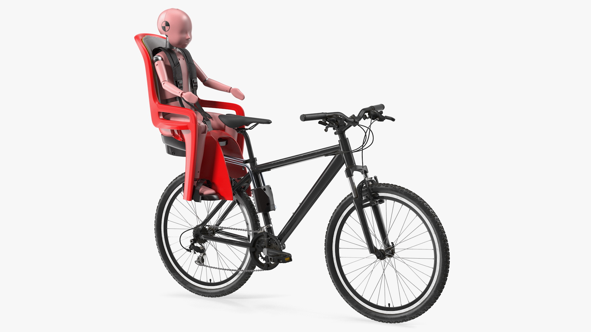 Bike with Child Crash Test Dummy in Safety Seat 3D