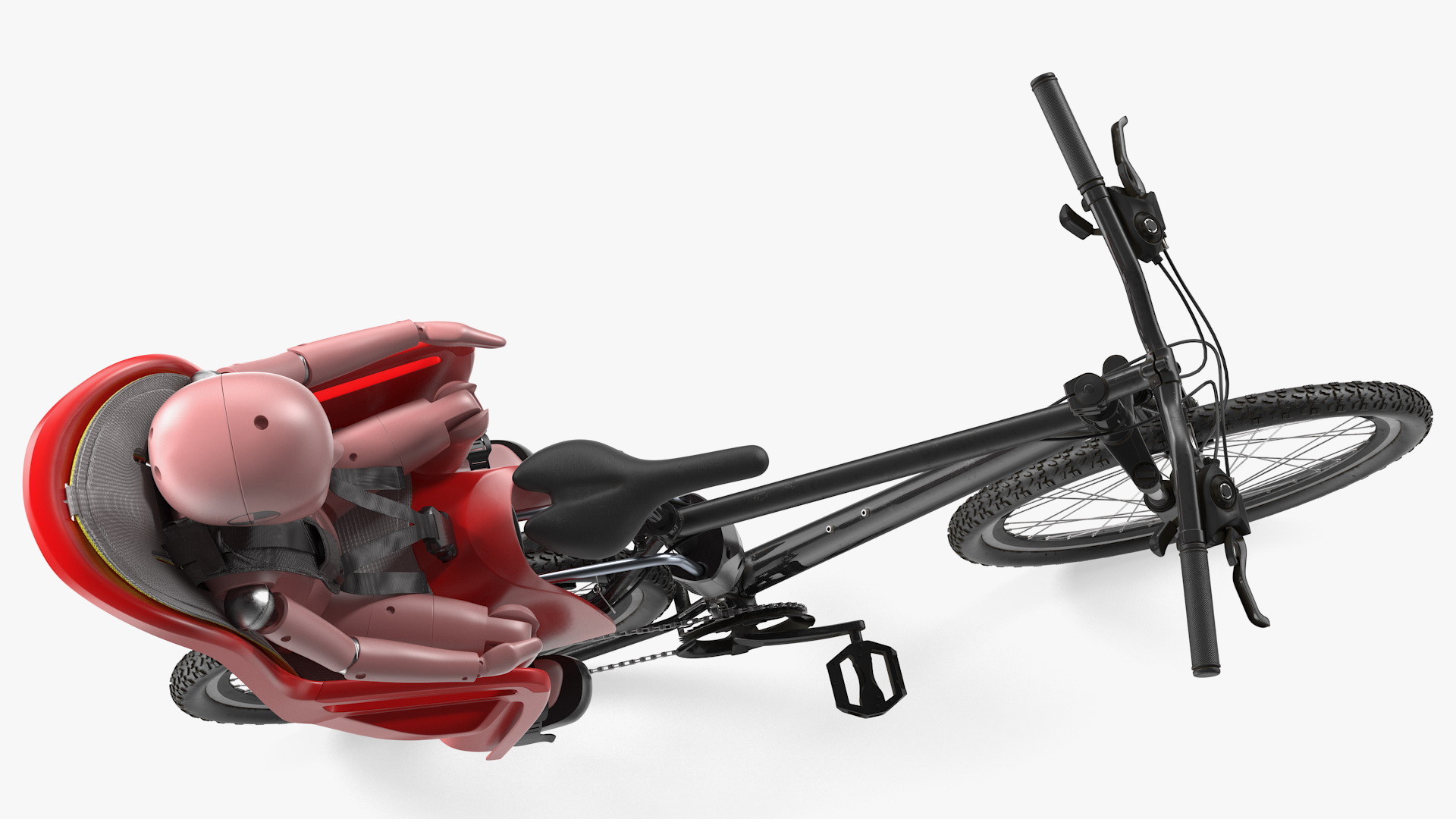 Bike with Child Crash Test Dummy in Safety Seat 3D