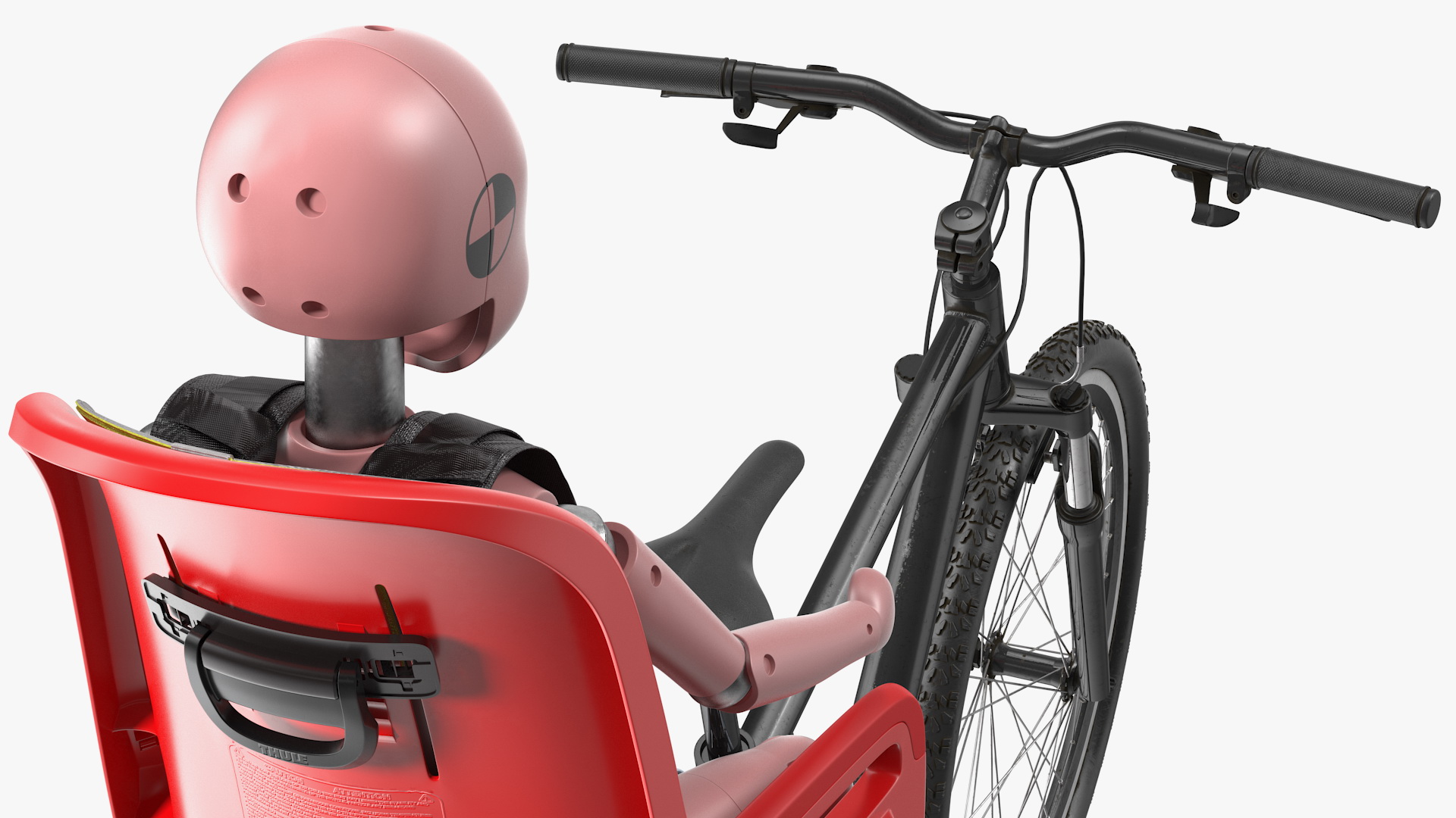 Bike with Child Crash Test Dummy in Safety Seat 3D