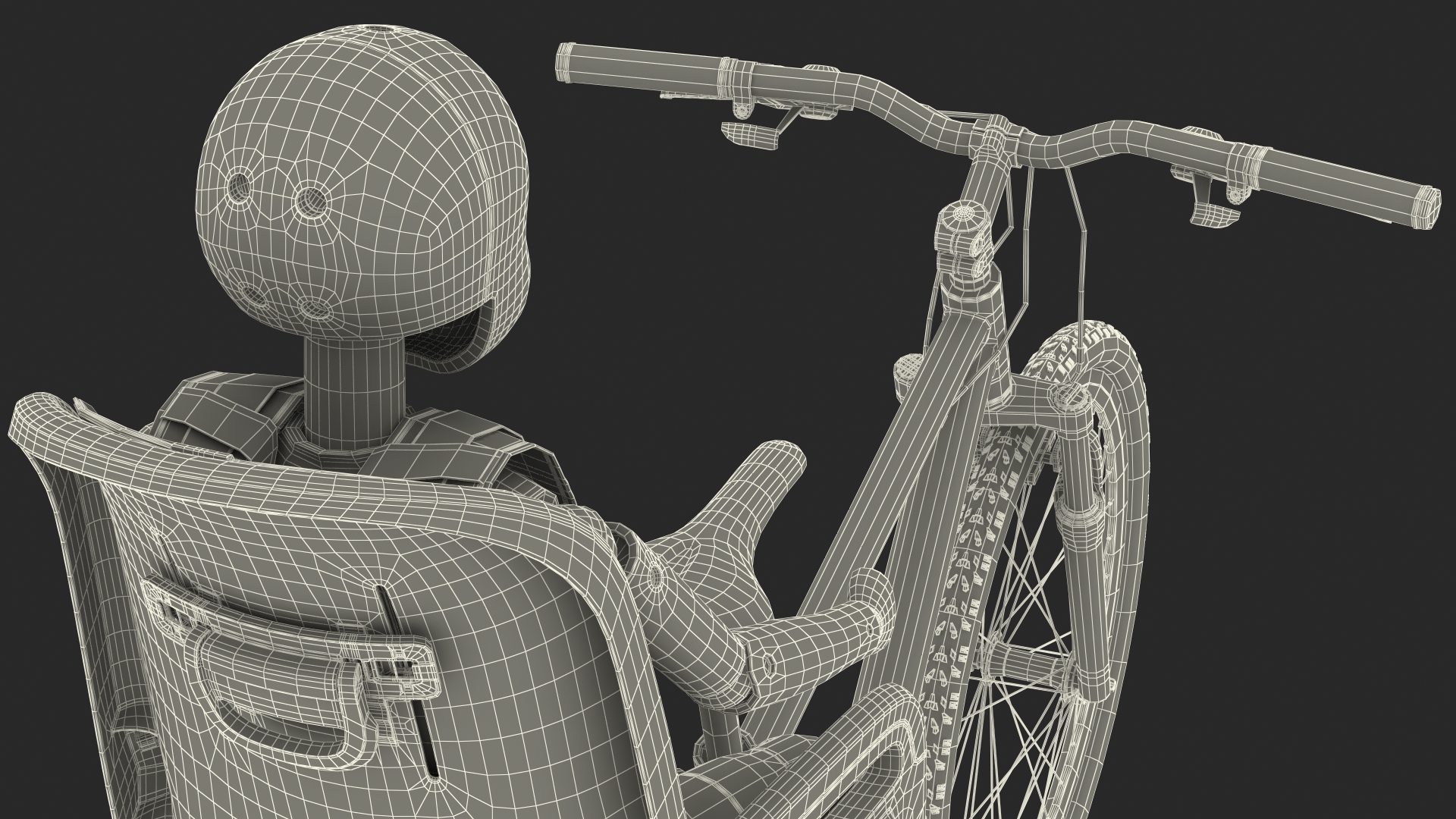Bike with Child Crash Test Dummy in Safety Seat 3D