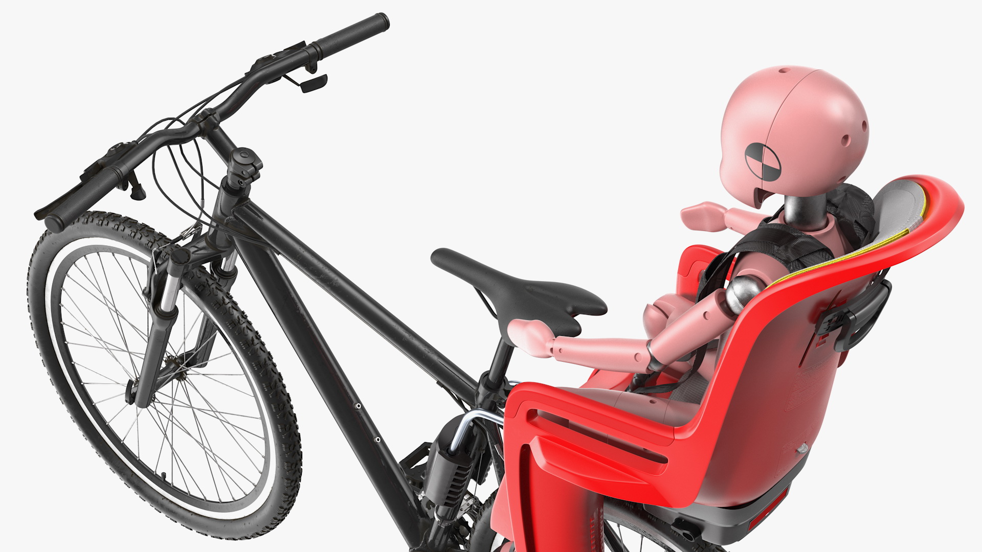 Bike with Child Crash Test Dummy in Safety Seat 3D
