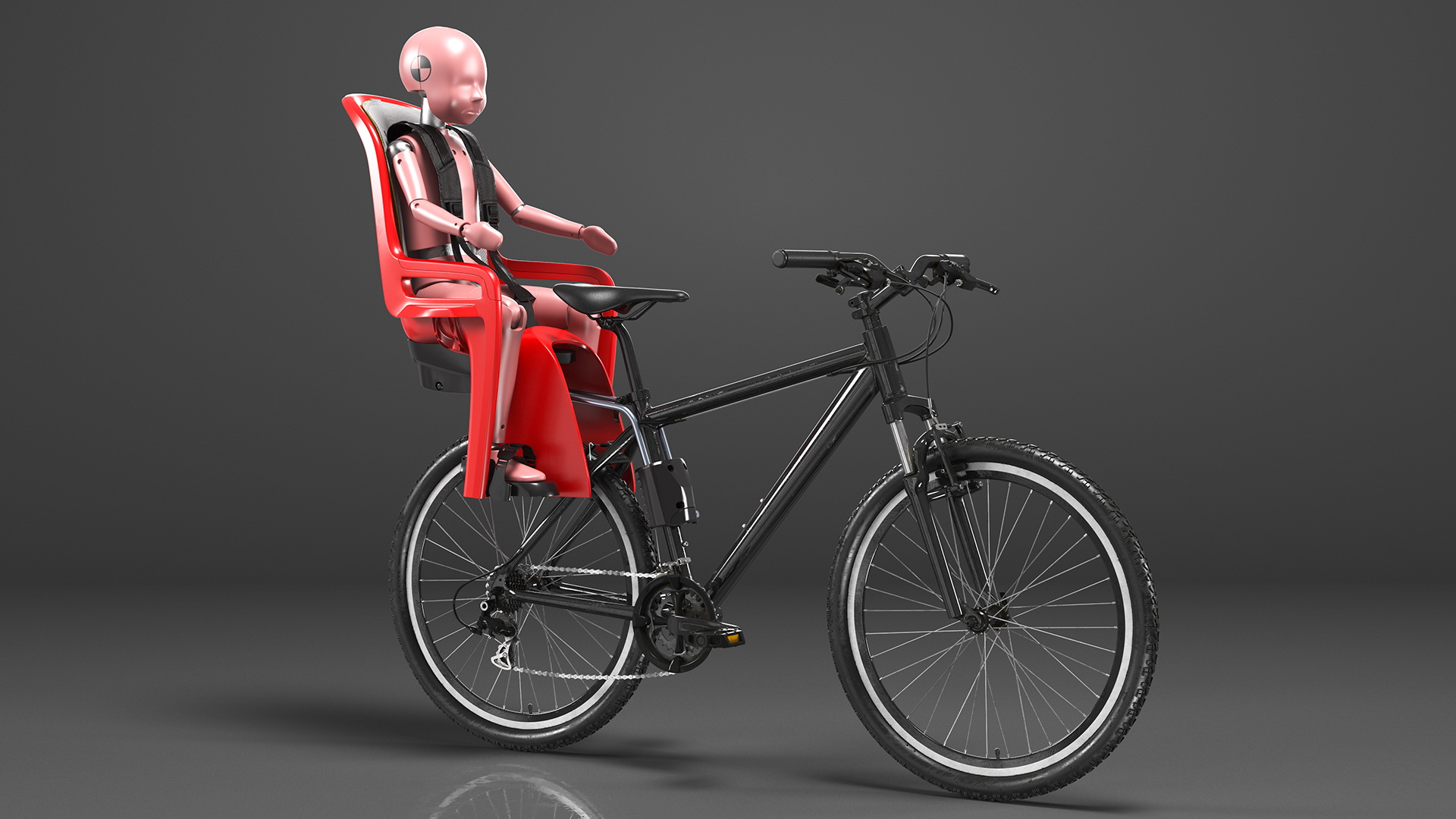 Bike with Child Crash Test Dummy in Safety Seat 3D