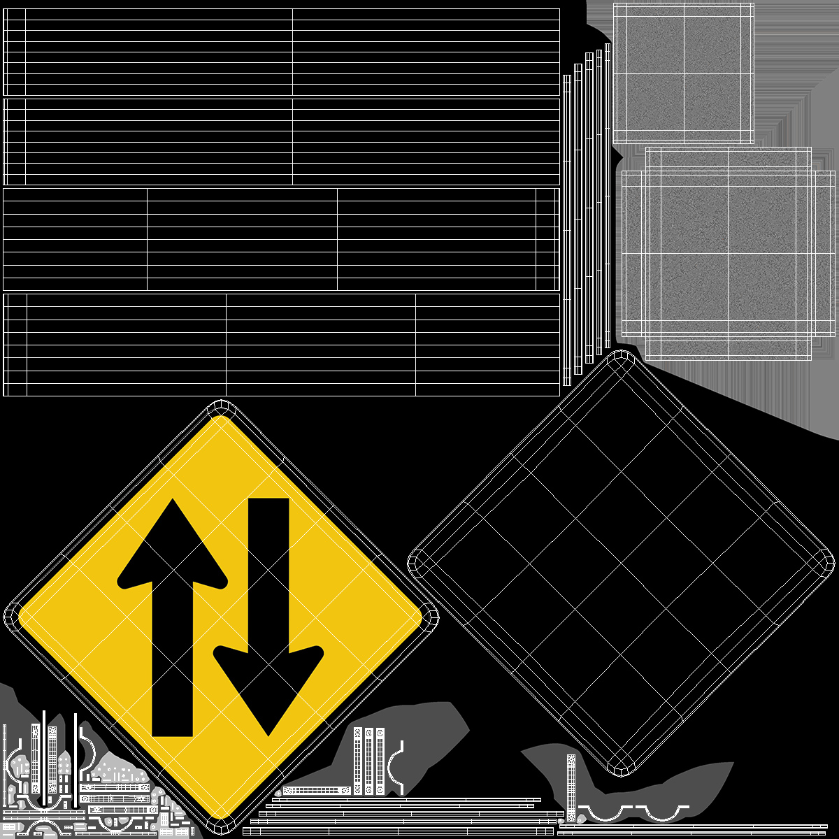 3D model Road Sign Two Way Traffic