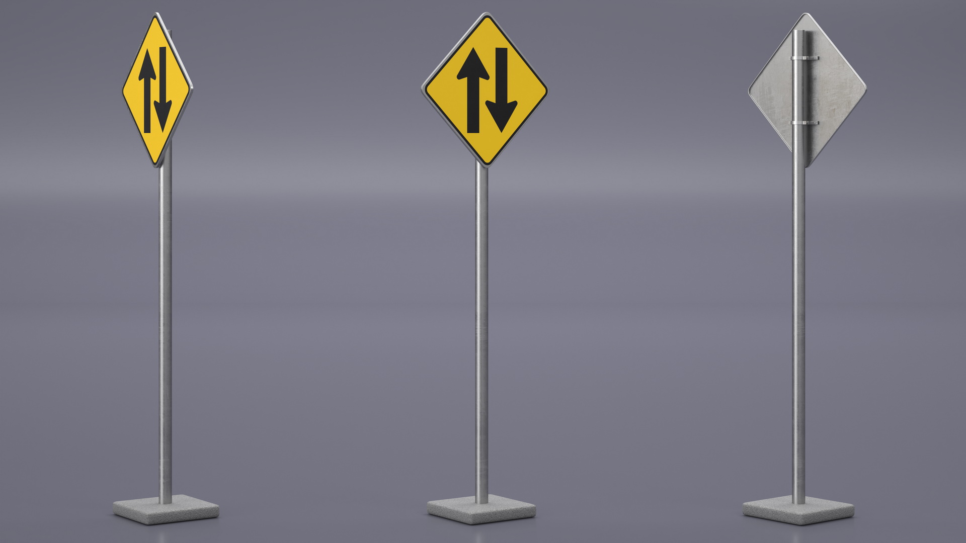 3D model Road Sign Two Way Traffic