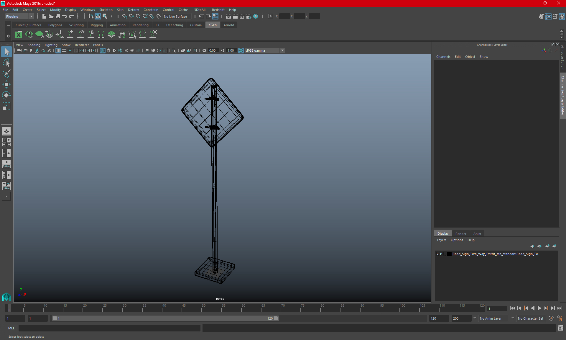 3D model Road Sign Two Way Traffic