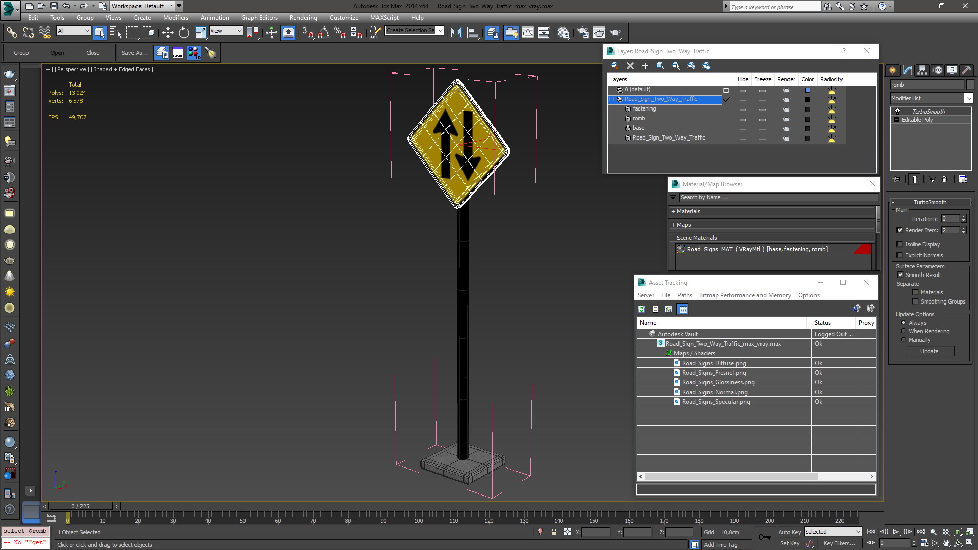 3D model Road Sign Two Way Traffic