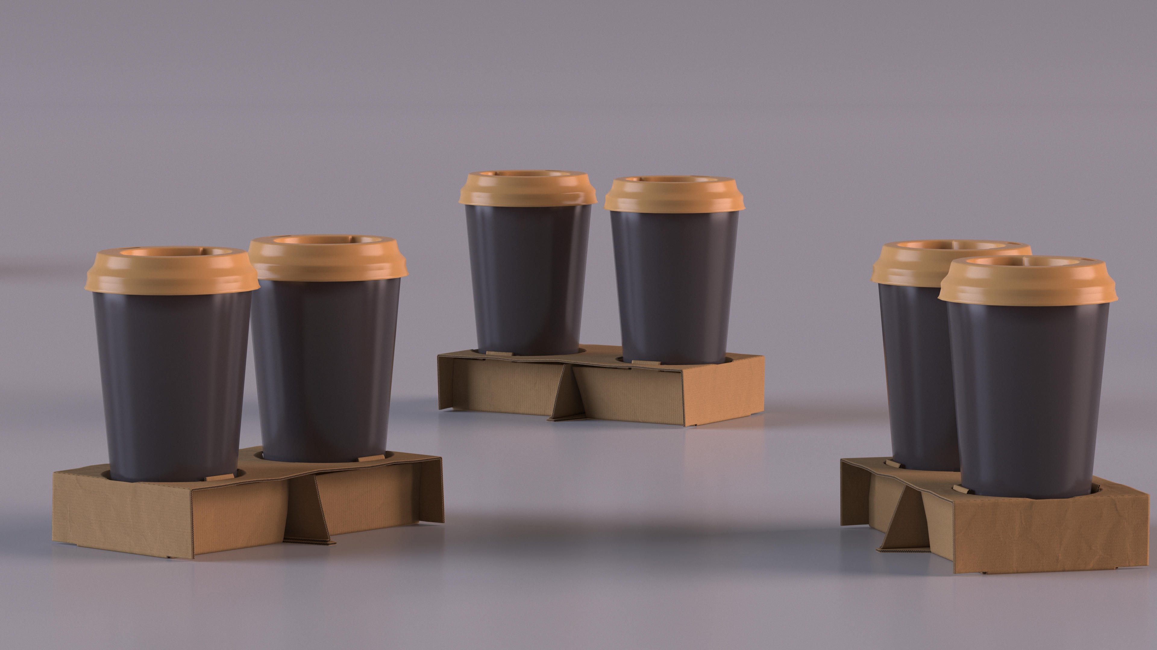 3D model Cardboard Carrier with 2 Coffee Cup