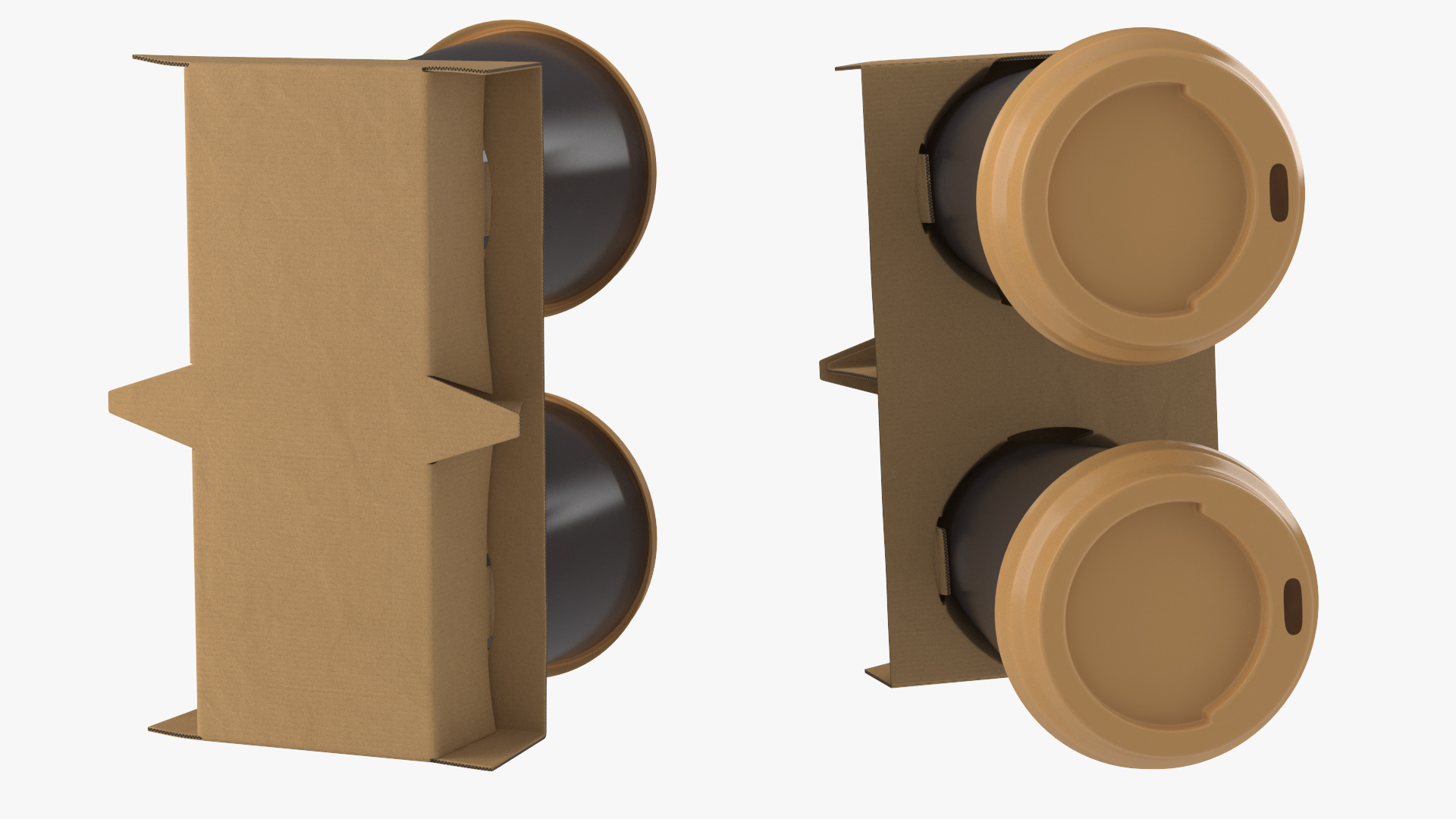 3D model Cardboard Carrier with 2 Coffee Cup