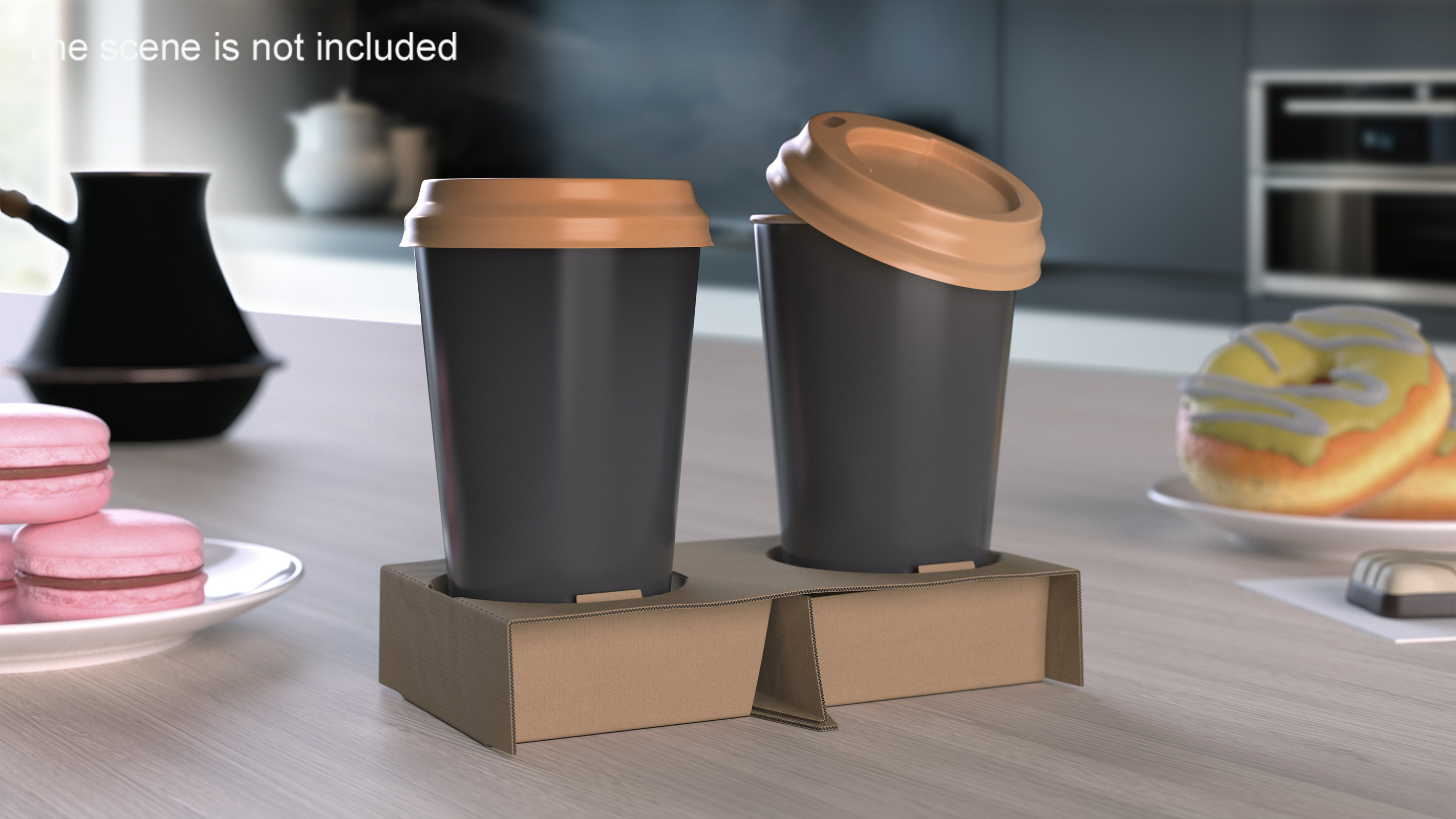 3D model Cardboard Carrier with 2 Coffee Cup