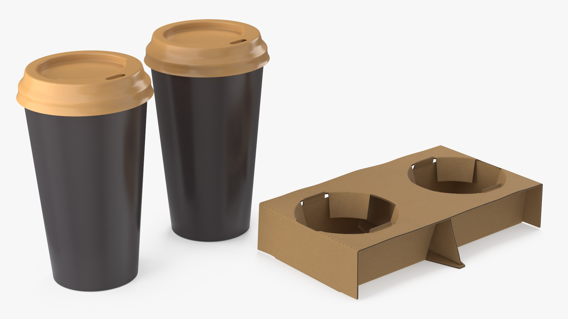 3D model Cardboard Carrier with 2 Coffee Cup