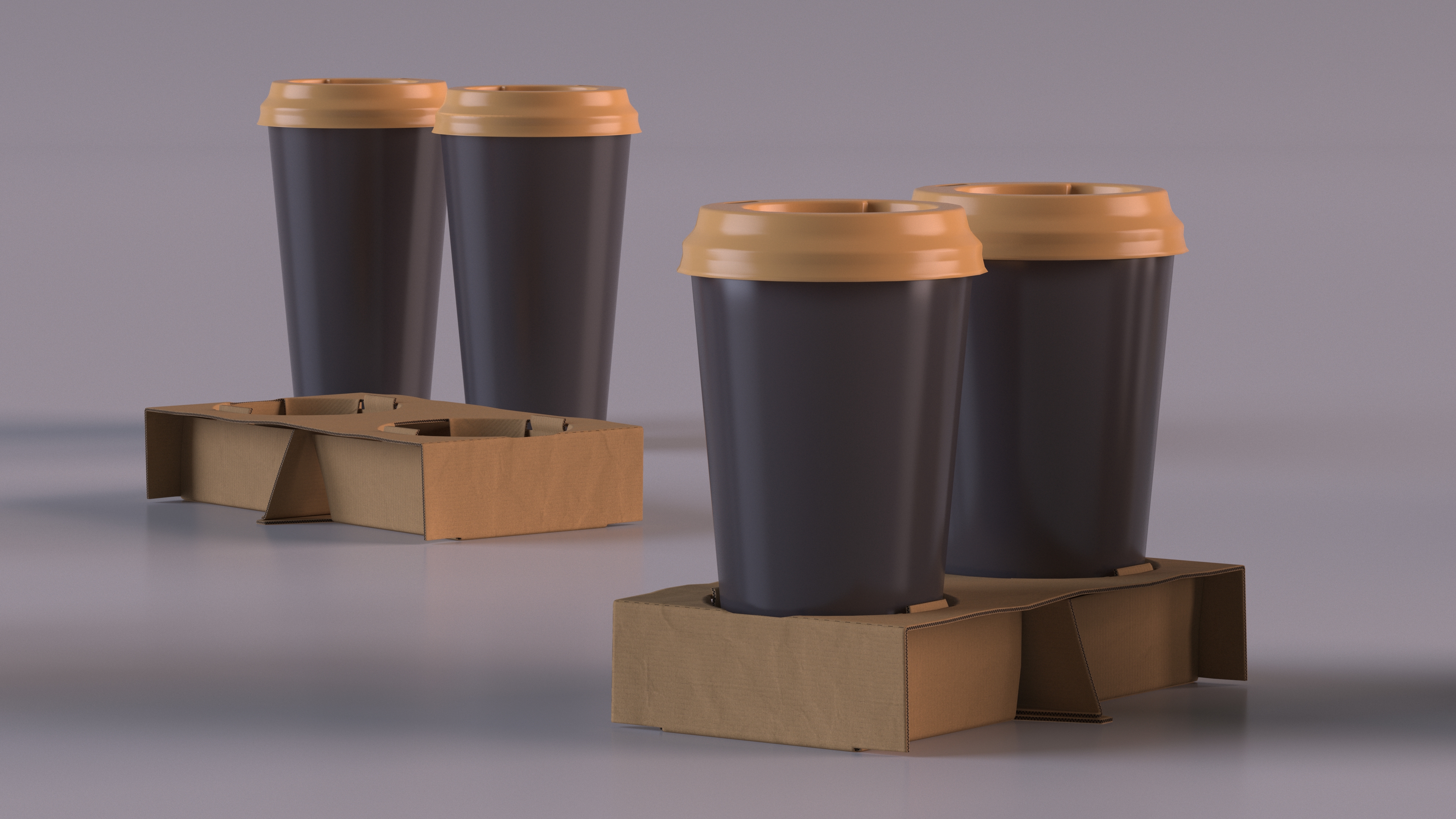 3D model Cardboard Carrier with 2 Coffee Cup