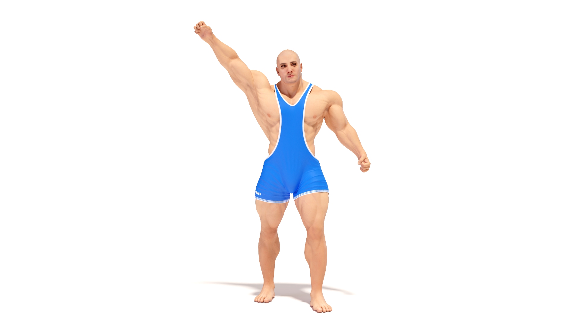 3D Athletic Male Victory Pose in Asics Blue Singlet model