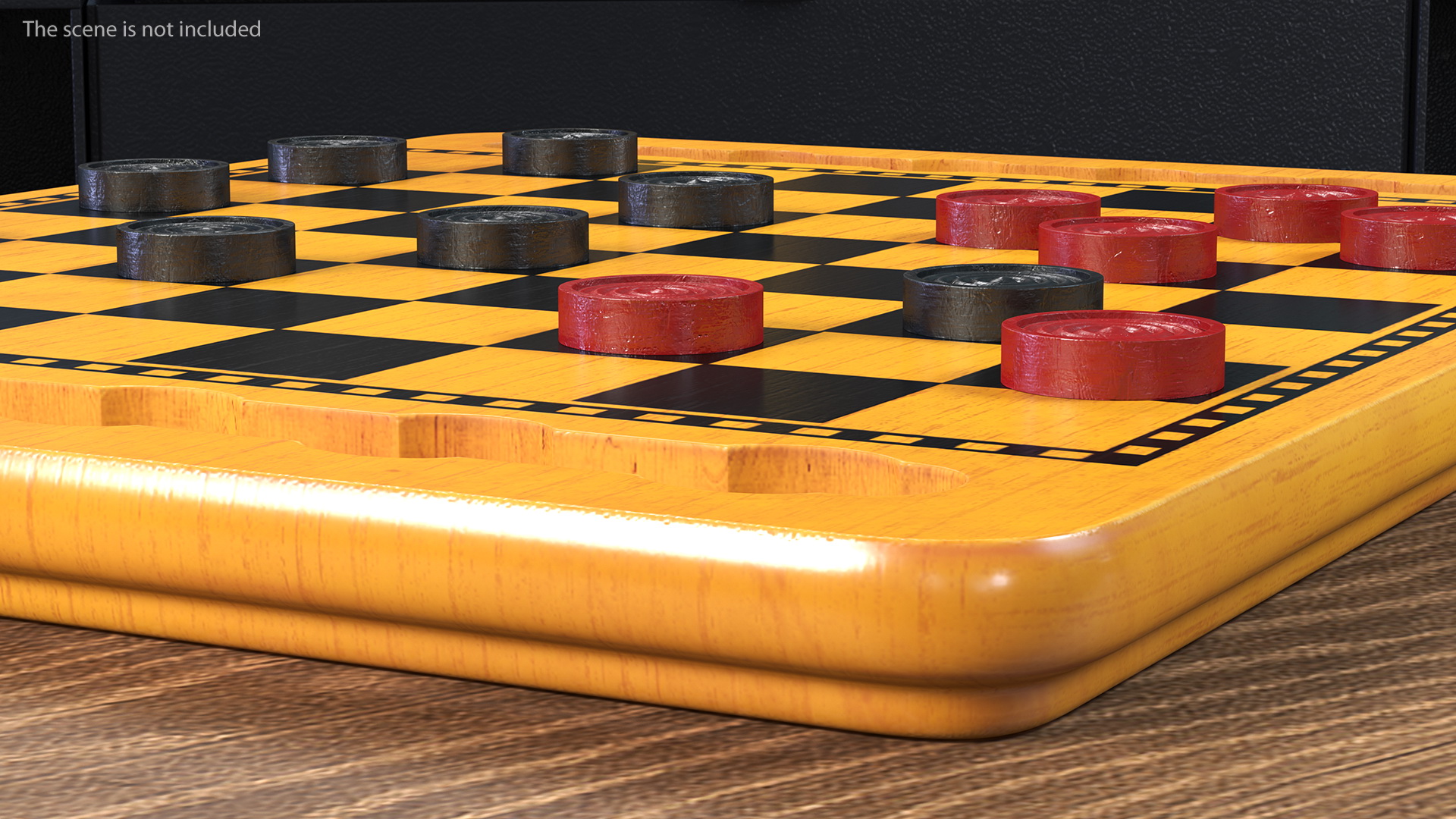 3D model Wood Checkers Set Game Process