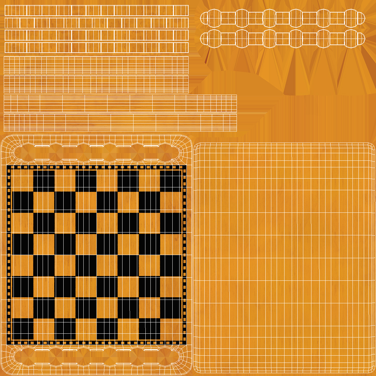 3D model Wood Checkers Set Game Process