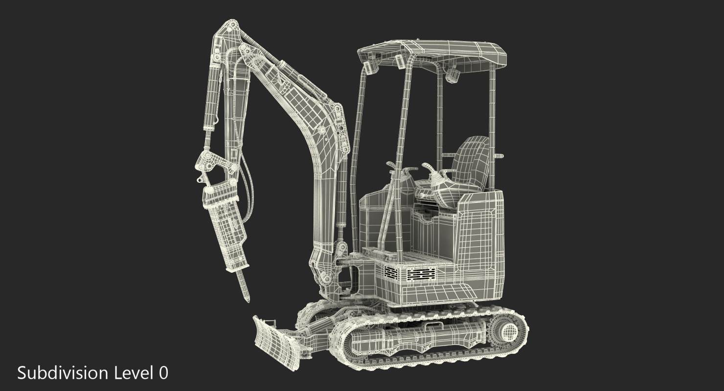 3D Mini Excavator JCB 18Z1 with Breaker Hammer model