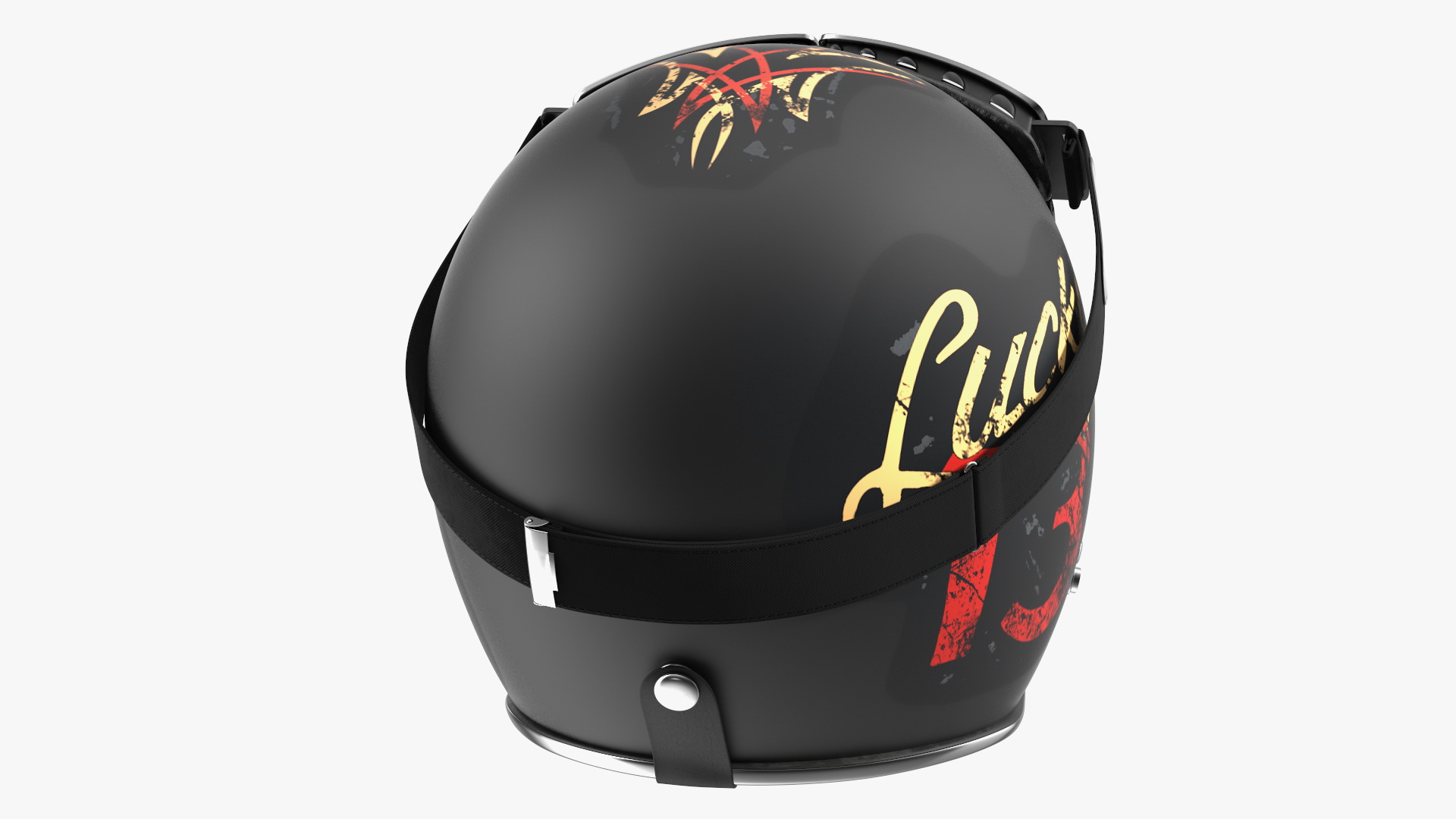 Vintage Motorcycle Helmet Lucky 13 with Goggles 3D