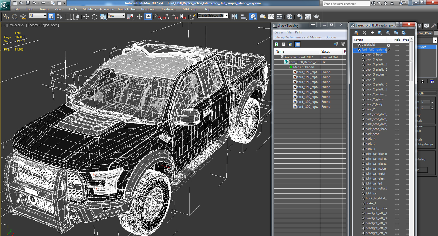 3D Ford F150 Raptor Police Interceptor Unit Simple Interior