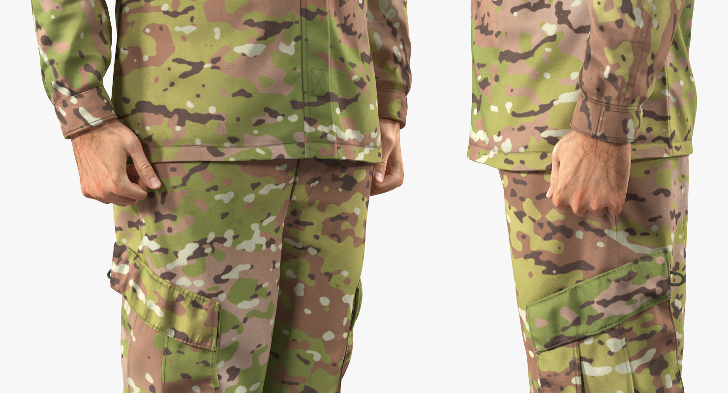 3D model US Soldier Standing at Attention ACU Camo Fur