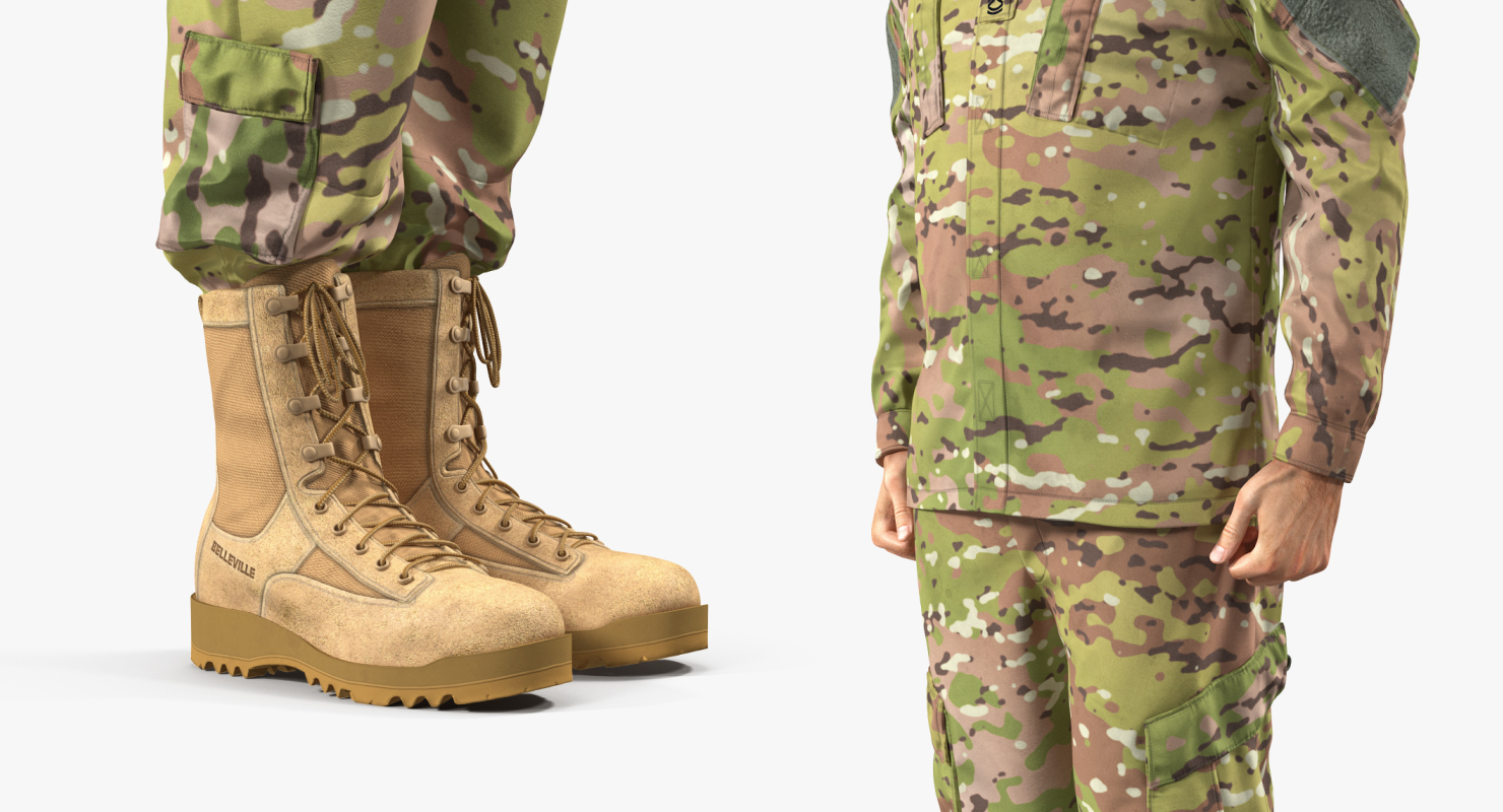 3D model US Soldier Standing at Attention ACU Camo Fur