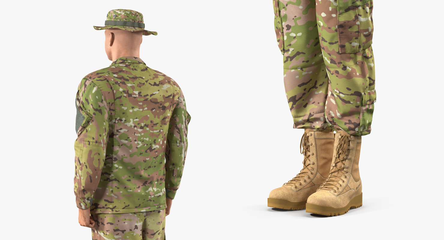 3D model US Soldier Standing at Attention ACU Camo Fur