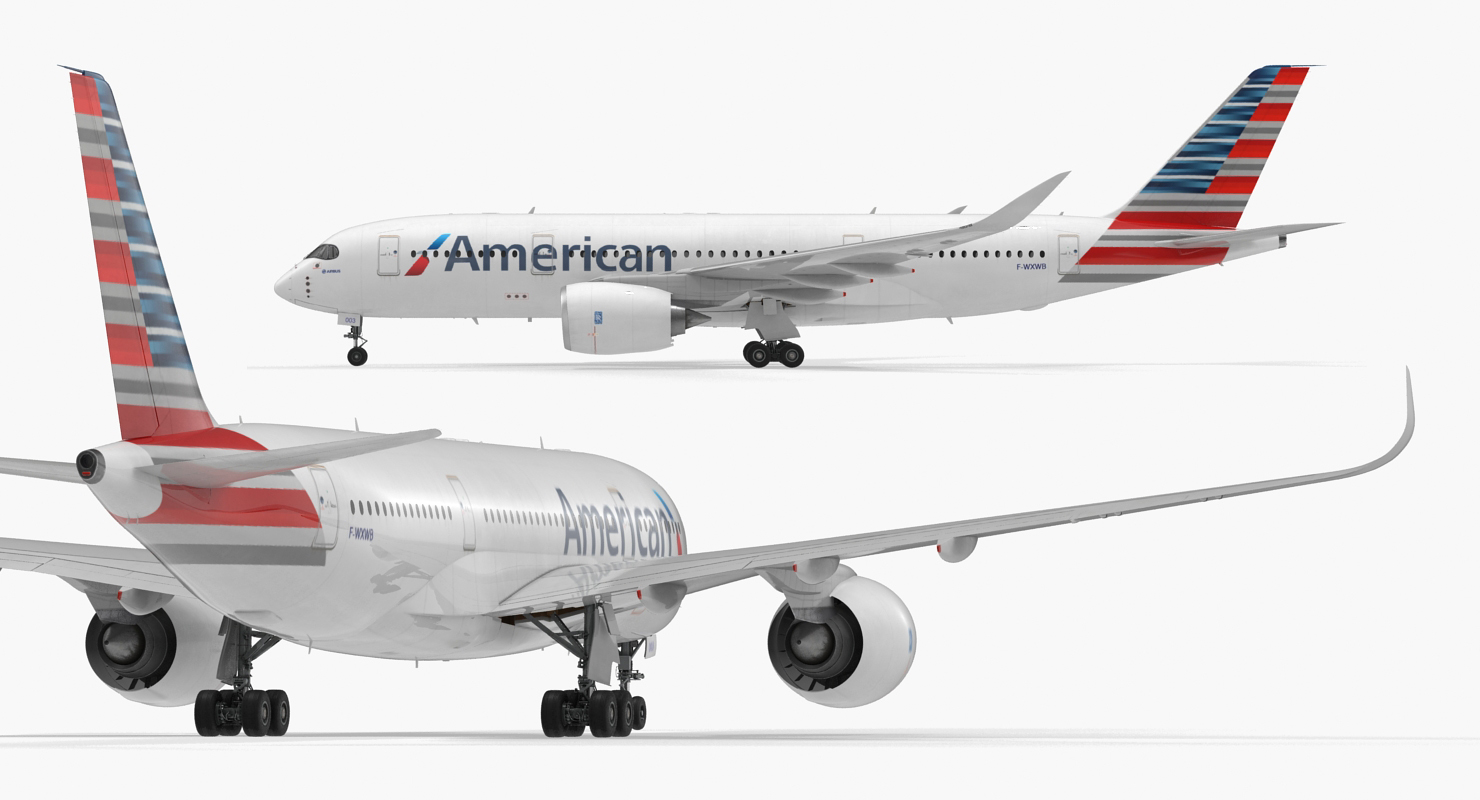 3D model Airbus A350 800 American Airlines Rigged