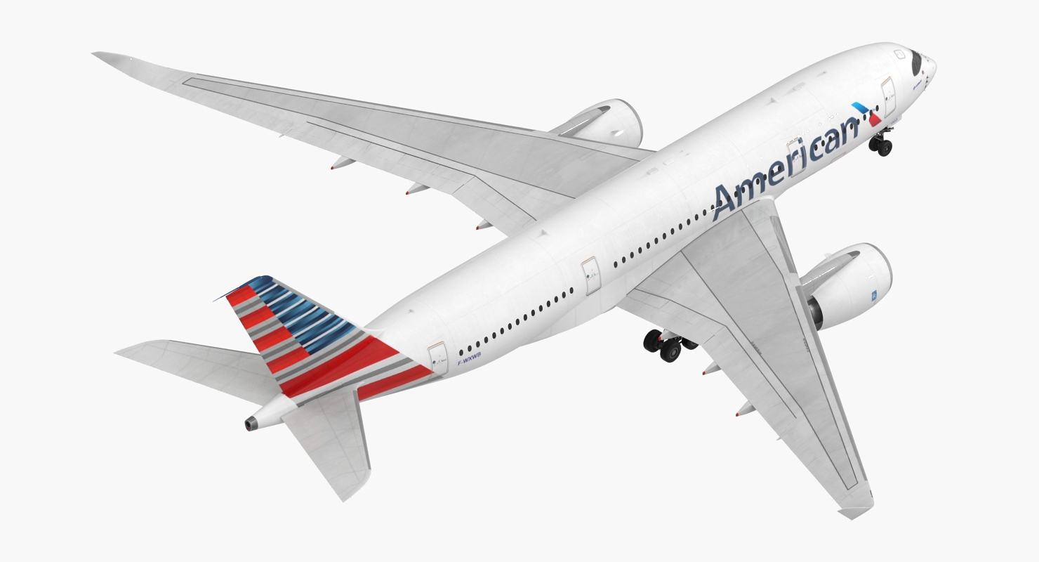 3D model Airbus A350 800 American Airlines Rigged