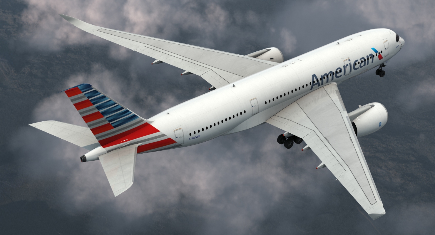 3D model Airbus A350 800 American Airlines Rigged