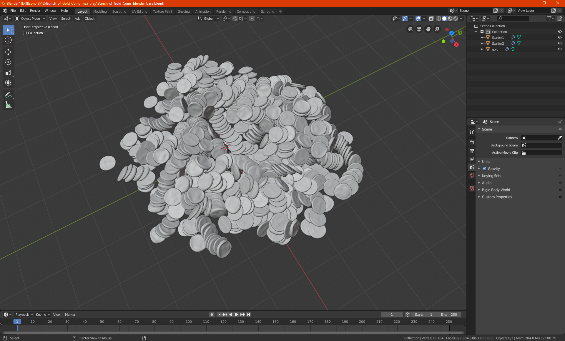 Bunch of Gold Coins 3D model