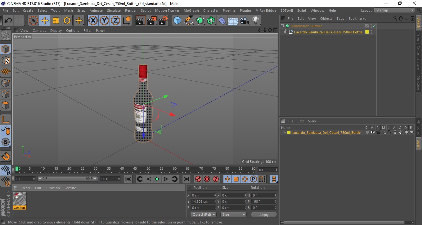 Luxardo Sambuca Dei Cesari 750ml Bottle 3D model