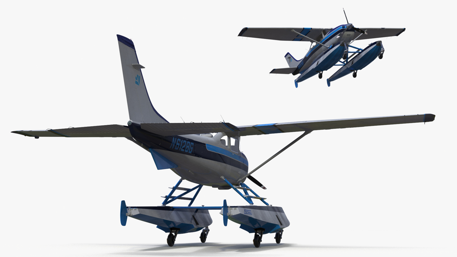3D model Seaplane Cessna 182 Floatplane