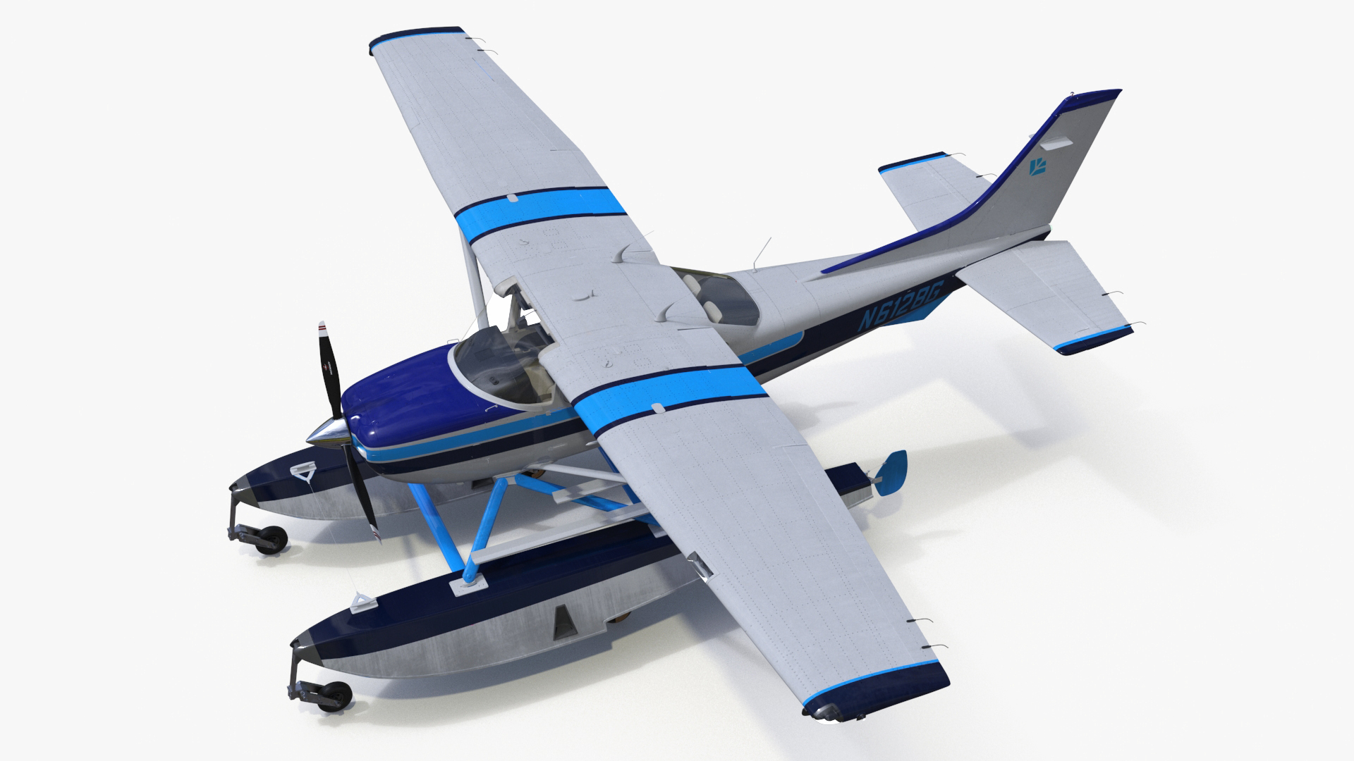 3D model Seaplane Cessna 182 Floatplane